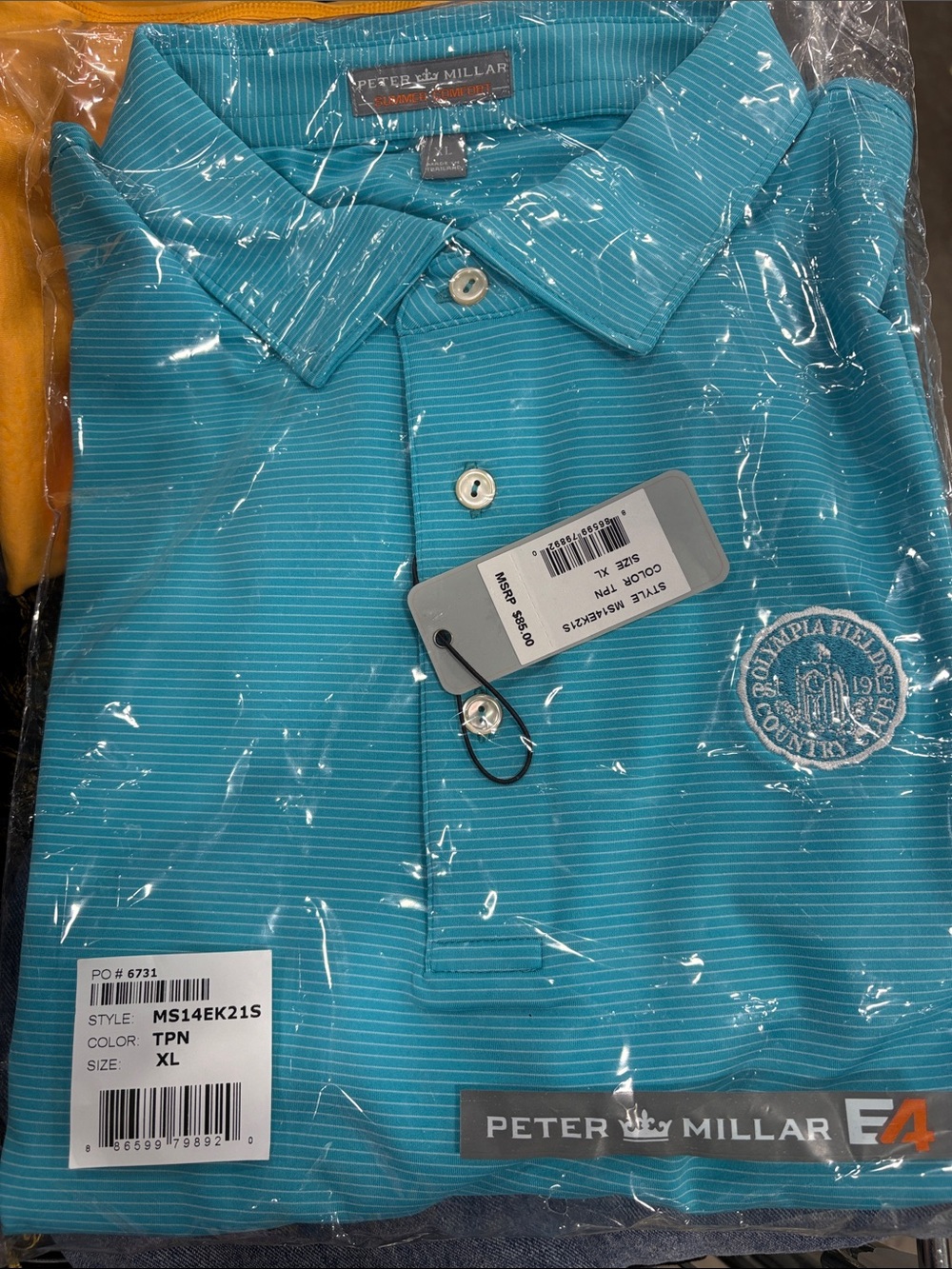 Peter Millar Turquoise Striped Performance Polo